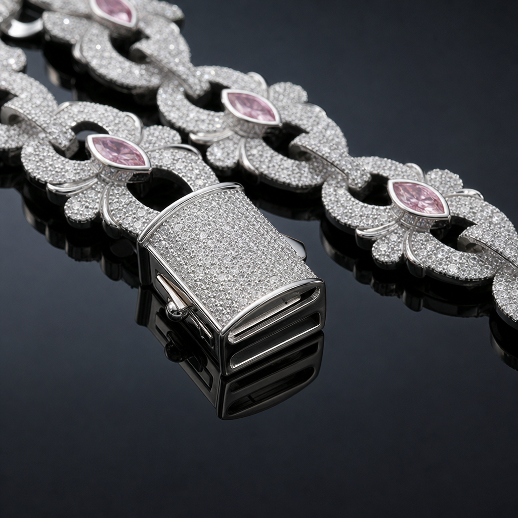 【Ice227】Flare Link Necklace 石留め・留め具・細部が分かるディテール画像