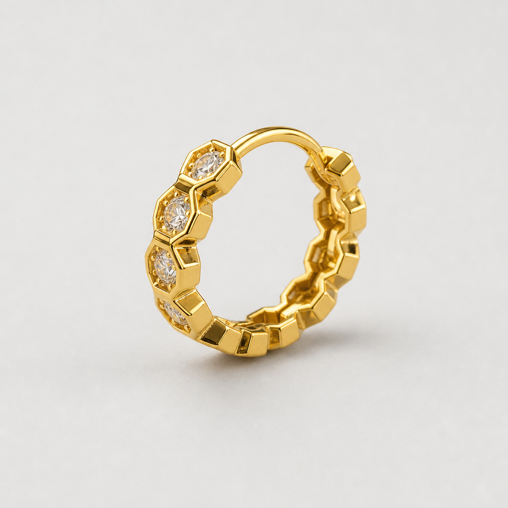【Ice232】Honeycomb Hoop Pierce 全体が分かる商品画像
