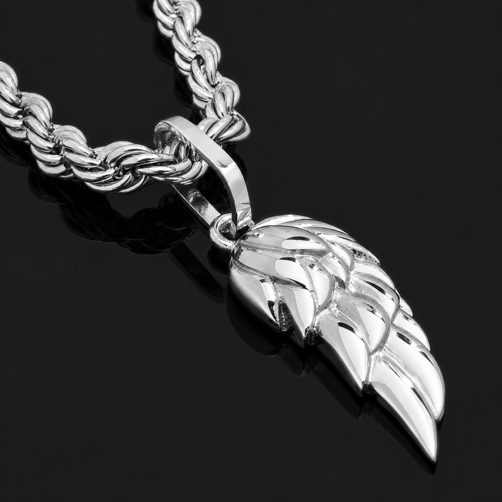 【Ice236】Feather Pendant Necklace 石留め・留め具・細部が分かるディテール画像
