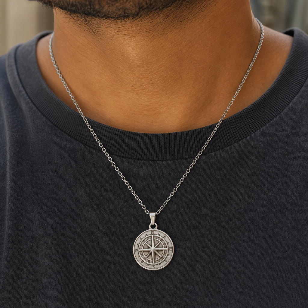 【Ice237】Compass Pendant Necklaceを着用した自然なUGC画像