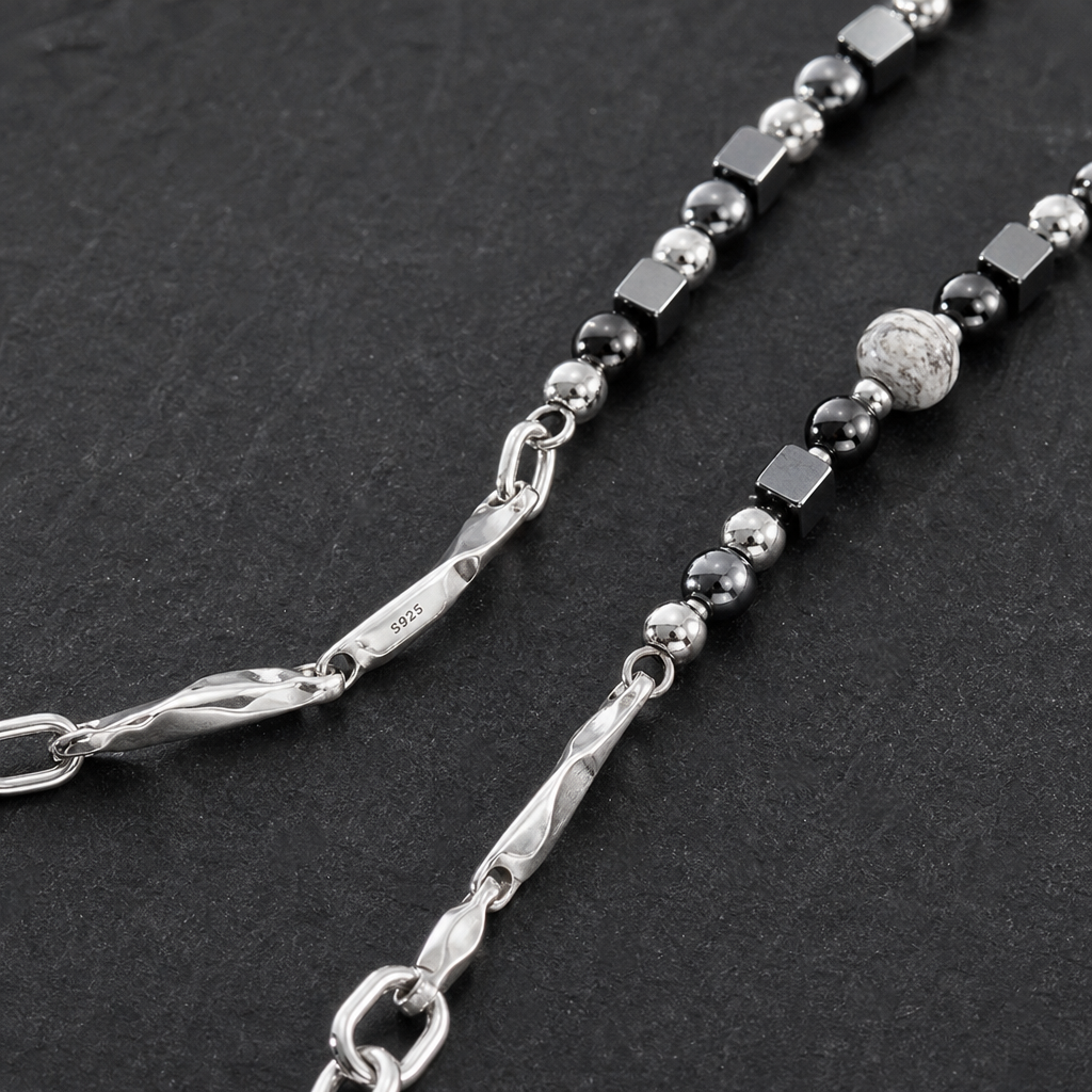 【Ice252】Module Necklace【S925】 石留め・留め具・細部が分かるディテール画像