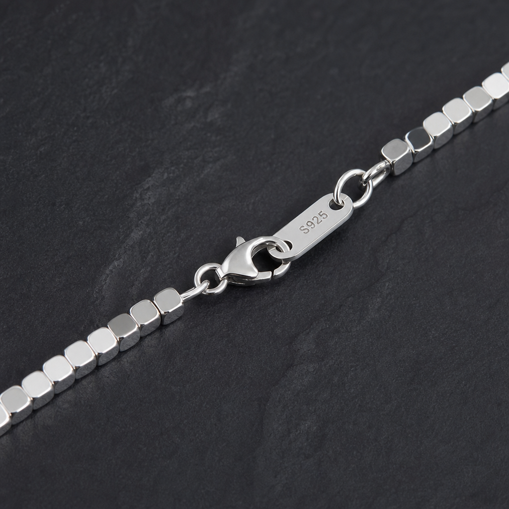【Ice253】Cube Necklace【S925】 石留め・留め具・細部が分かるディテール画像