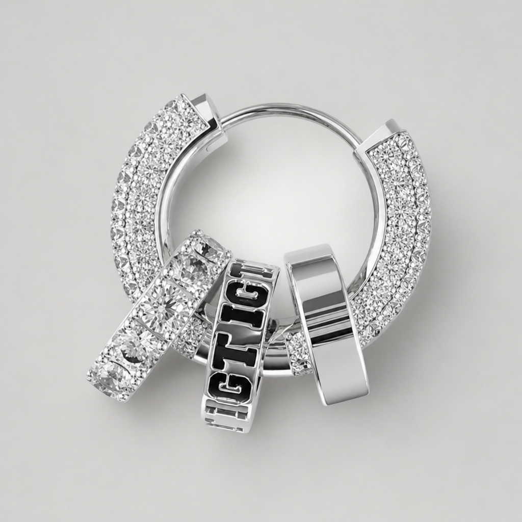 【Ice33】Iced Out Ring Pierce 全体が分かる商品画像
