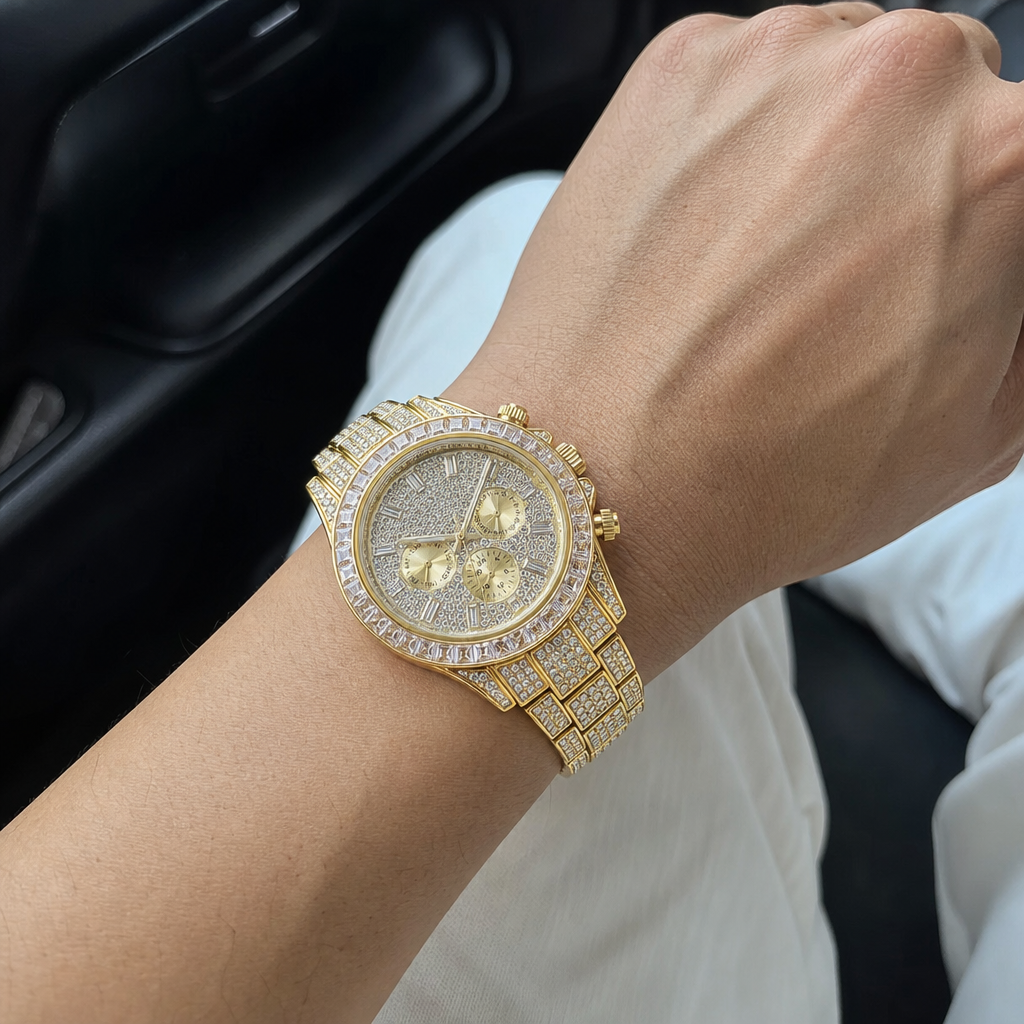 【Ice36】Imperium Starburst Full Ice Watchを着用した自然なUGC画像