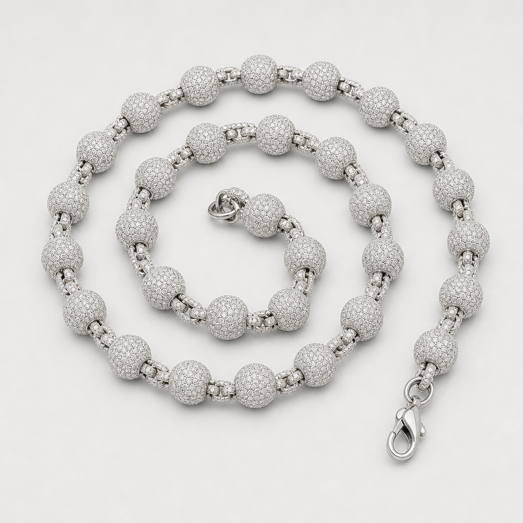 【Ice46】Iced Out Ball Chain Necklace 全体が分かる商品画像