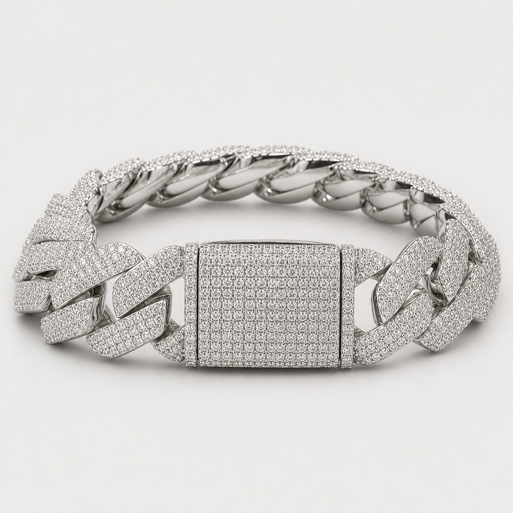 【Ice47】Iced Out Miami Cuban Chain Bracelet(20mm) 全体が分かる商品画像