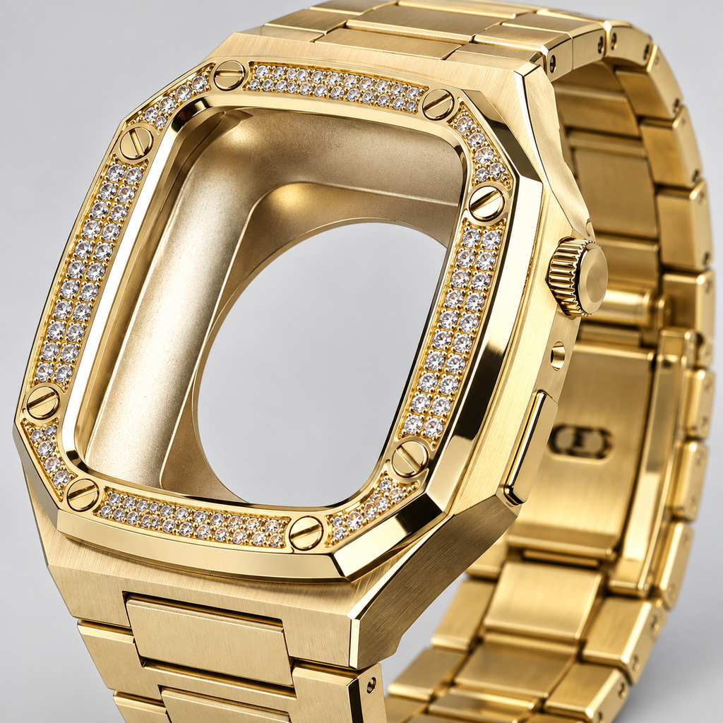 【Ice53】Iced Out Luxury Apple Watch Case 石留め・留め具・細部が分かるディテール画像