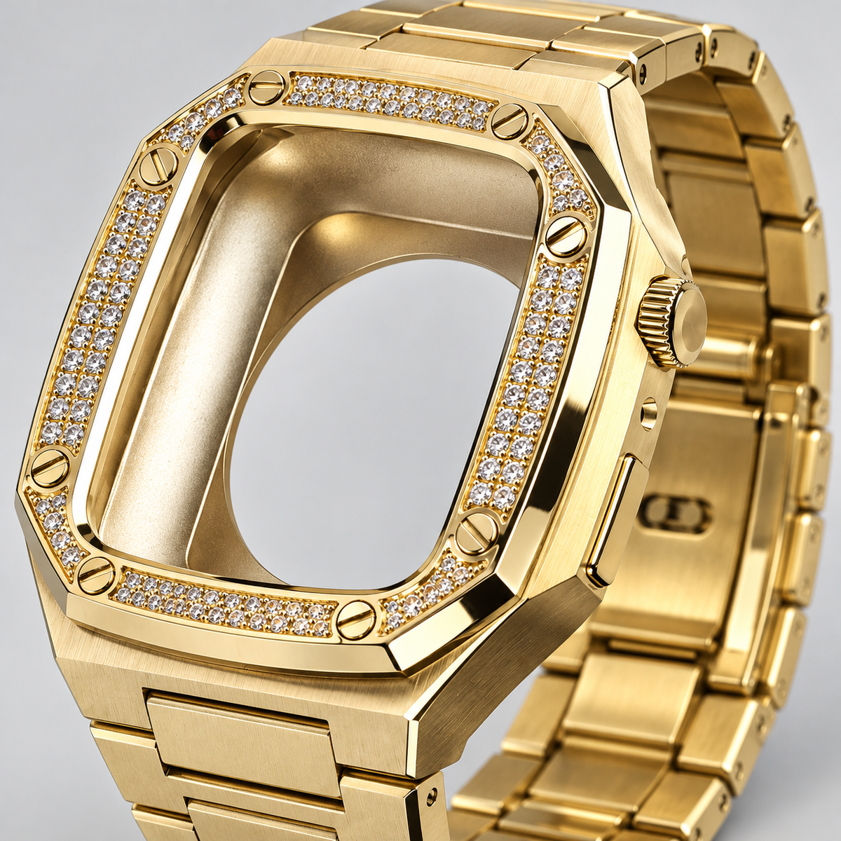 【Ice53】Iced Out Luxury Apple Watch Case 石留め・留め具・細部が分かるディテール画像