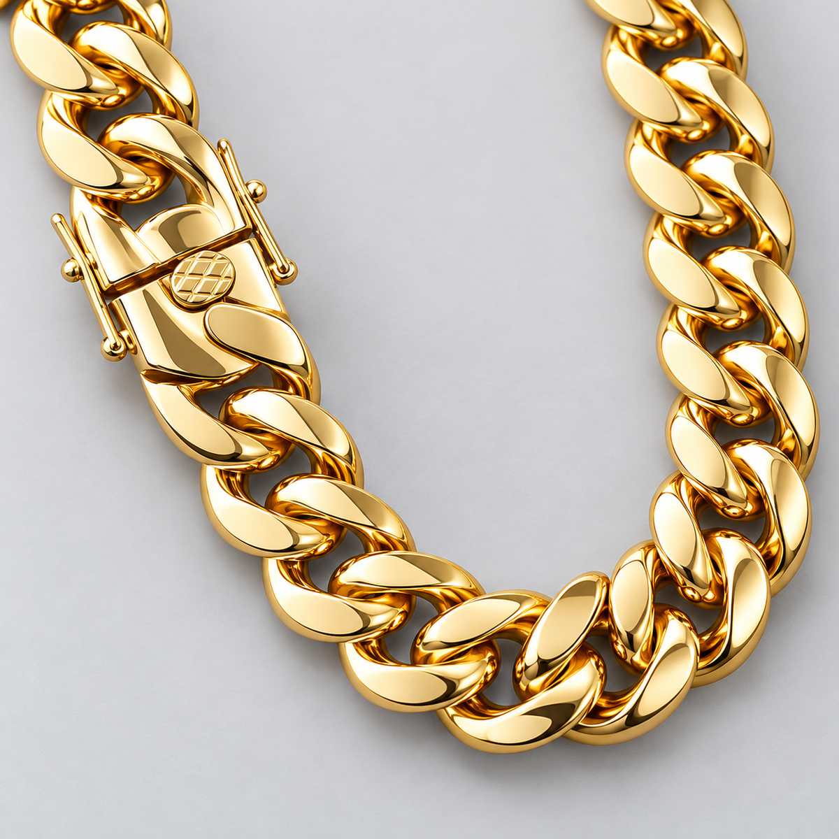 【Ice55】Cuban Link Chain Necklace 石留め・留め具・細部が分かるディテール画像