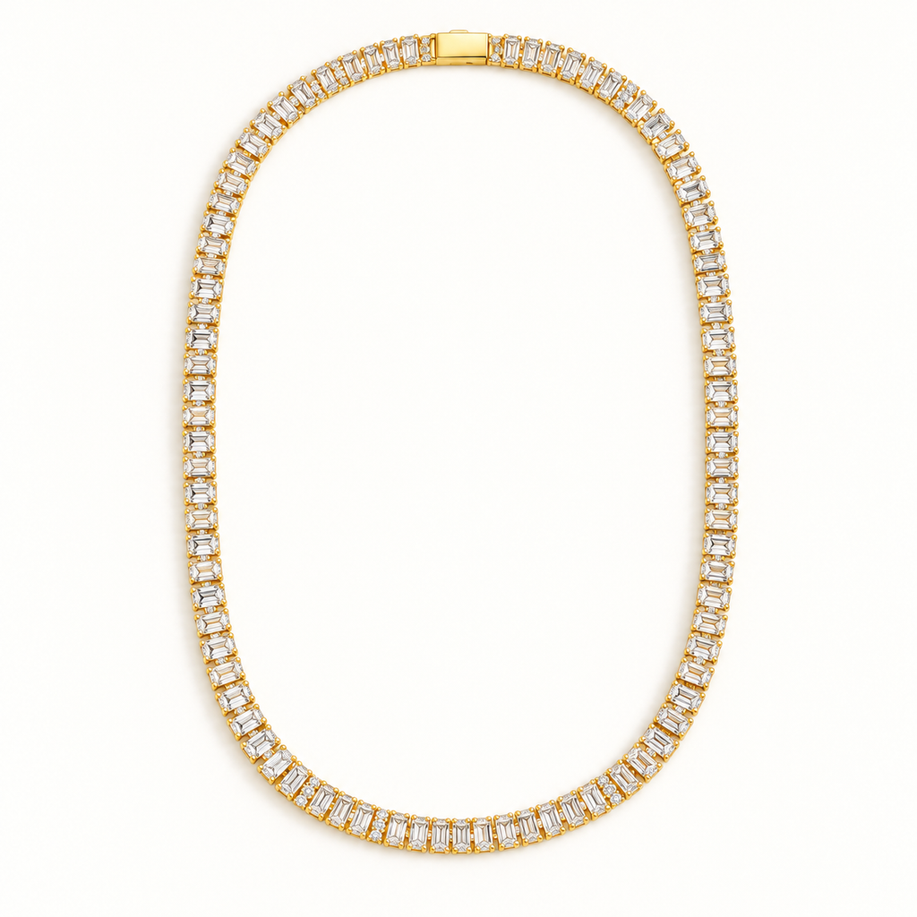 【Ice57】Baguette Tennis Chain Necklace 全体が分かる商品画像