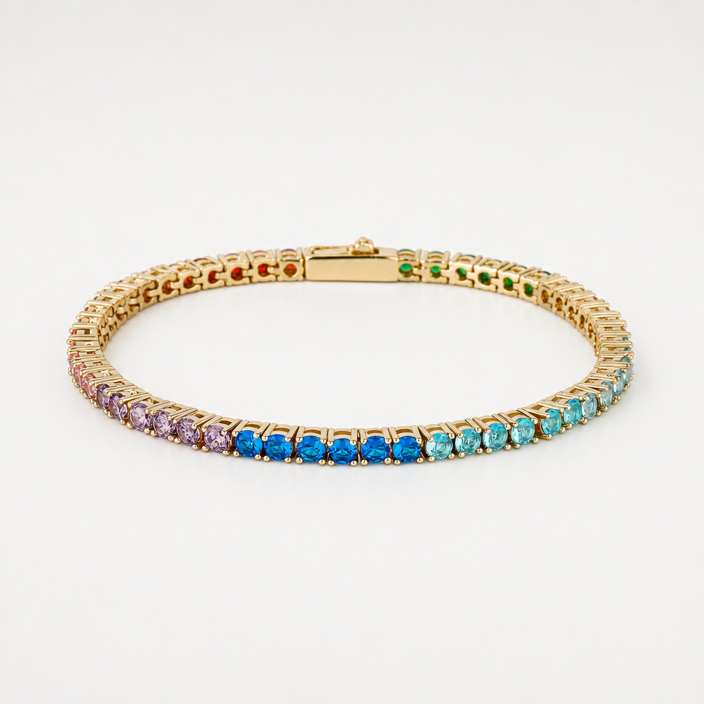 【Ice60】Rainbow Tennis Chain Bracelet(3mm) 全体が分かる商品画像