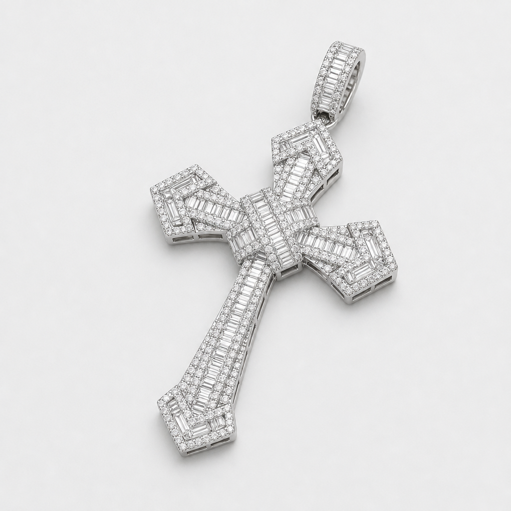 【Ice61】Cross Pendant【Moissanite】 全体が分かる商品画像