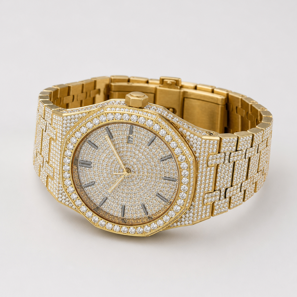 【Ice72】Iced Out Royal Diamond Watch【Moissanite/GOLD】 全体が分かる商品画像