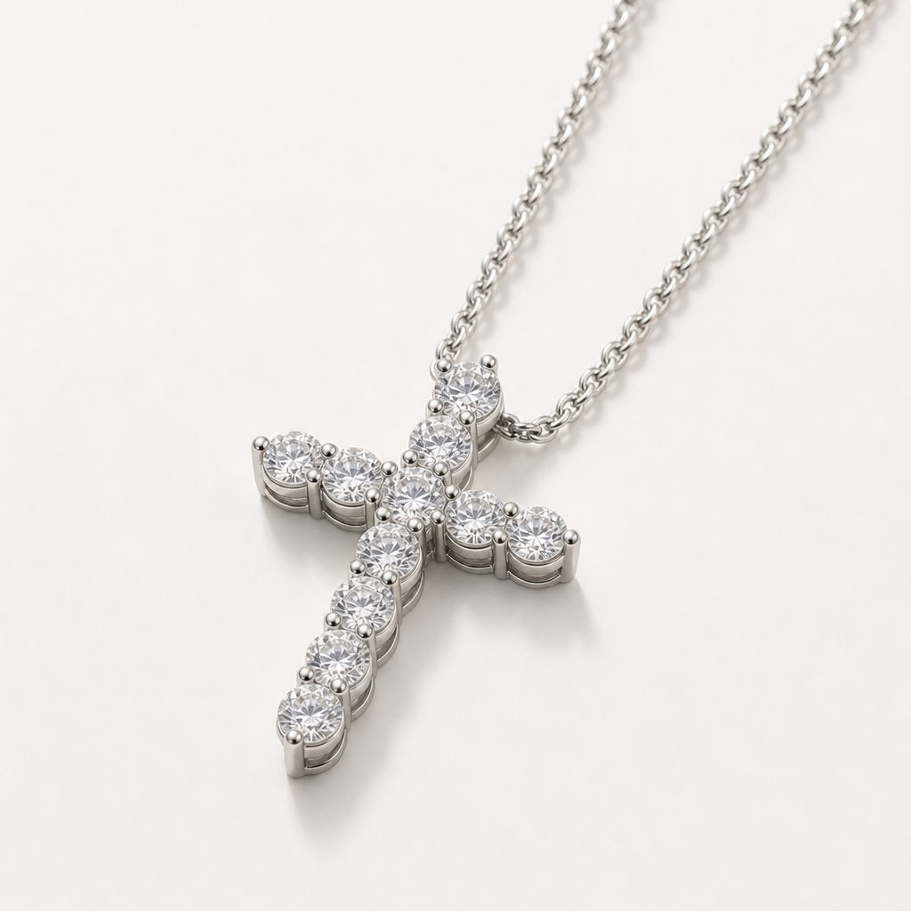 【Ice73】Cross Necklace【Moissanite】 全体が分かる商品画像