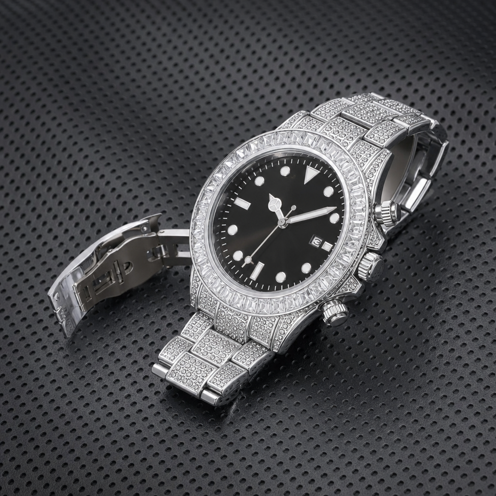 【Ice76】Aurum Oceanic Chronograph Watch 石留め・留め具・細部が分かるディテール画像