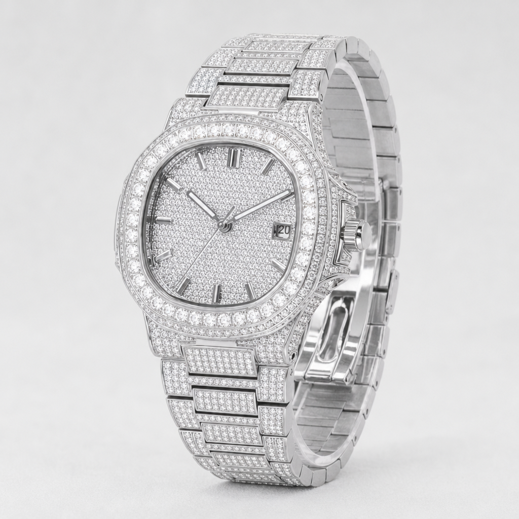 【Ice92】Iced Out Glacier Royale Watch【Moissanite/SILVER】 全体が分かる商品画像