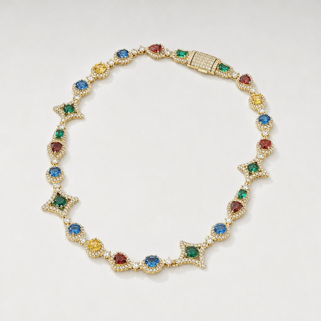 【Ice93】Colored Gemstone Necklace 全体が分かる商品画像