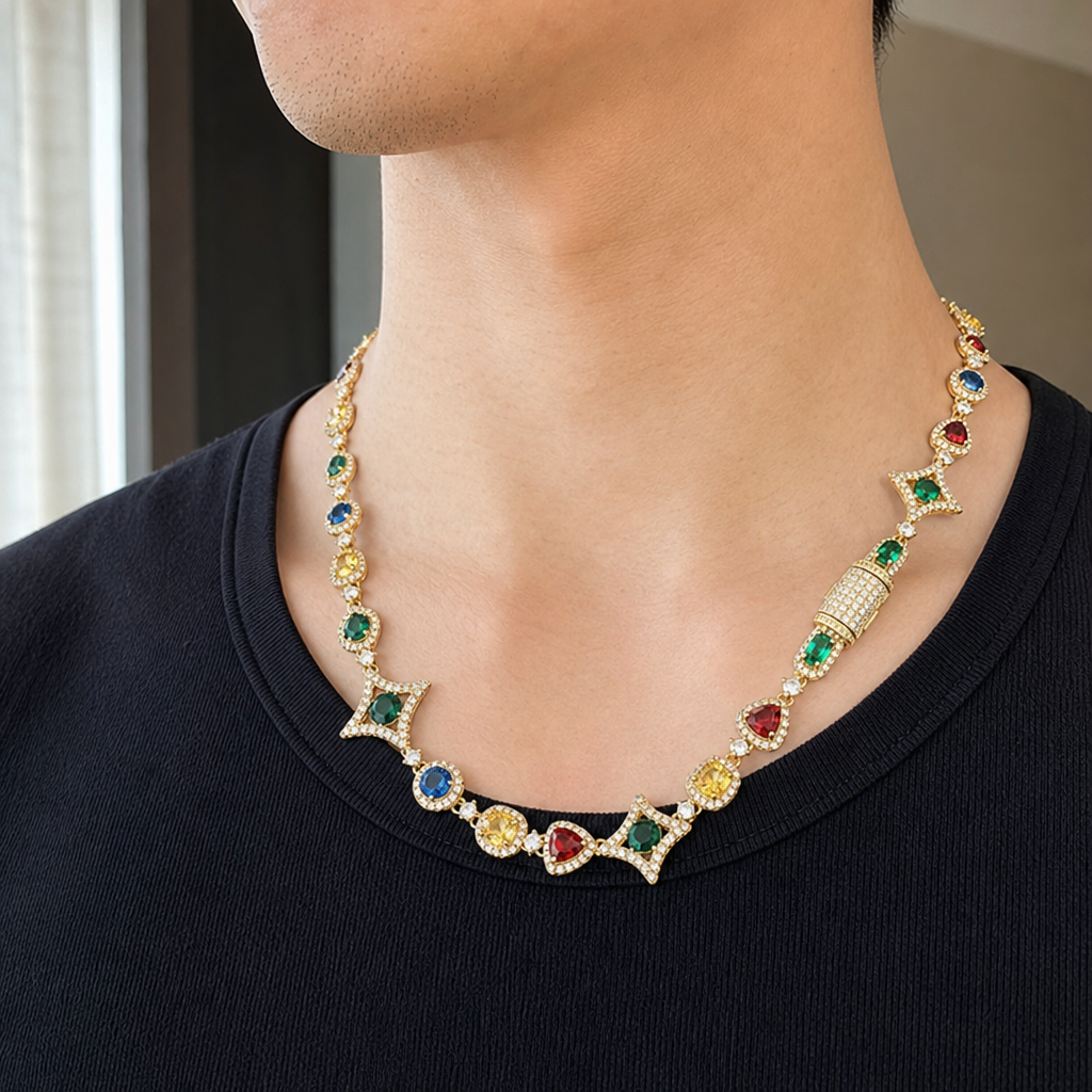 【Ice93】Colored Gemstone Necklaceを着用した自然なUGC画像